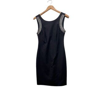 Zara Trafaluc Mins Dress Black Silver tone Embroidered Sleeveless Dress Size M